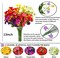 Artificial Cemetery Flowers – Set of 2 Mums Bouquets with Vases, Drainage Holes & Long Spikes, Grave Memorial Flowers for Headstones and Cemetery Decoration